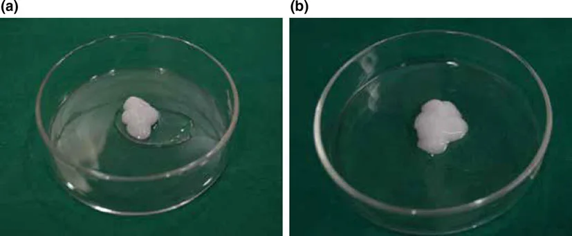 Fig 5. Mixing experiment of PCL filler with physiological saline